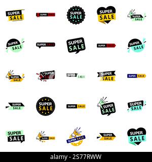 25 banner professionali Super sale per siti aziendali Illustrazione Vettoriale