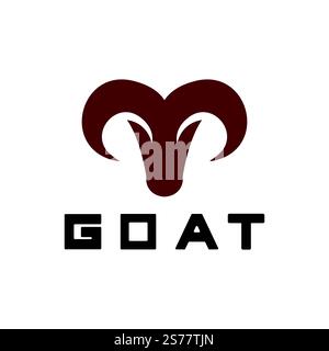 Capra pecora corna idea logo disegno vettore icona illustrazione. Logo simbolo Aries zodiaco Illustrazione Vettoriale