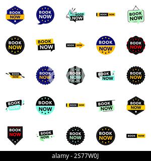 25 attraente Book Now Banners in una gamma di stili Illustrazione Vettoriale