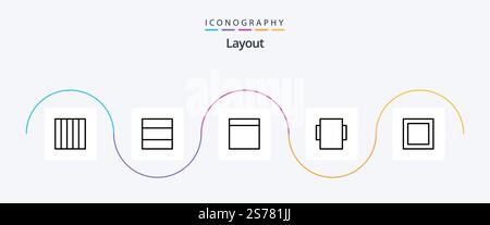 Pacchetto icone linea layout 5 incluso . Illustrazione Vettoriale