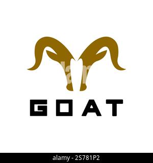 Capra pecora corna idea logo disegno vettore icona illustrazione. Logo simbolo Aries zodiaco Illustrazione Vettoriale