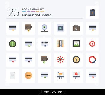 Pacchetto icona Finanza 25 Flat Color con pagamenti inclusi. finanza. finanza. dollaro. sicuro Illustrazione Vettoriale