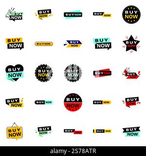 Acquista ora 25 nuovi disegni tipografici per una campagna di acquisto aggiornata Illustrazione Vettoriale