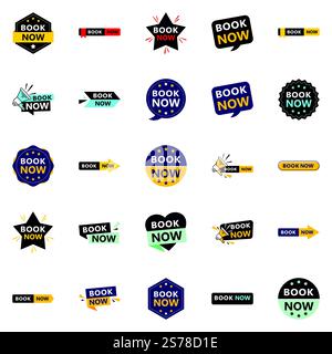 25 attraente Book Now Banners in una gamma di stili Illustrazione Vettoriale