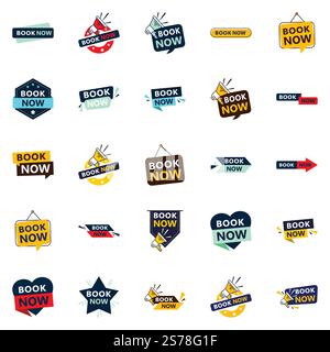 25 attraente Book Now Banners in una gamma di stili Illustrazione Vettoriale