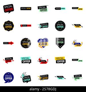 25 splendidi disegni vettoriali nel pacchetto Offerta Speciale perfetto per i designer grafici Illustrazione Vettoriale