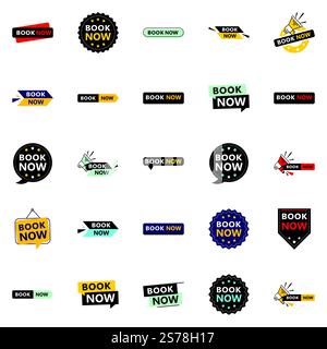 25 attraente Book Now Banners in una gamma di stili Illustrazione Vettoriale