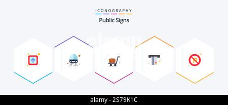 Pacchetto icone Flat 25 Public Signs con normative. no aeroporto. credito. scheda Illustrazione Vettoriale