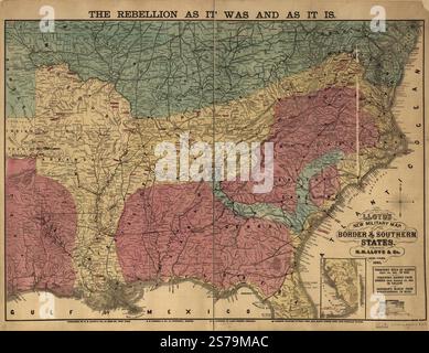 Nuova mappa militare dei confini e degli stati meridionali di Lloyd 1865 di Hall Edward S. Foto Stock