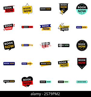 25 attraente Book Now Banners in una gamma di stili Illustrazione Vettoriale