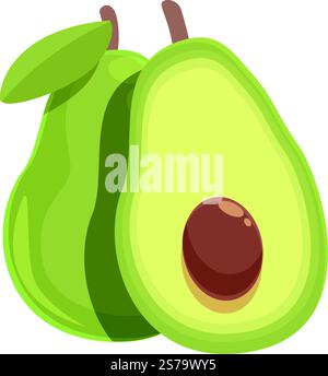 Cile avocado icona vettore cartoni animati. Mappa della cultura. Cucina cilena. Cile avocado icona vettore cartoni animati. Mappa della cultura Illustrazione Vettoriale