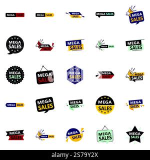 25 disegni vettoriali editabili nel pacchetto Mega sale, perfetti per promozioni personalizzate Illustrazione Vettoriale