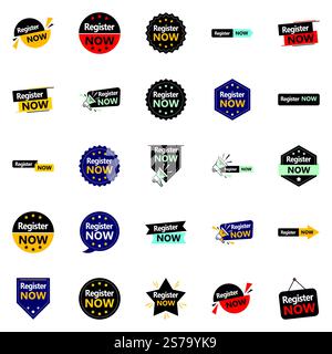 Registrati ora 25 disegni tipografici di alta qualità Illustrazione Vettoriale