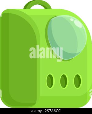 Vettore cartoni animati con l'icona della casella gatto verde. Gabbia per animali domestici. Cane del caso. Vettore cartoni animati con l'icona della casella gatto verde. Gabbia per animali domestici Illustrazione Vettoriale