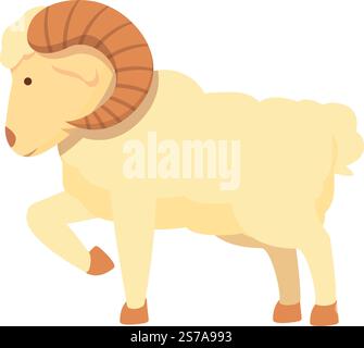 Vettore cartoni animati dell'icona RAM non valido. Agnello animale. Gioco di mammiferi. Vettore cartoni animati dell'icona RAM non valido. Agnello animale Illustrazione Vettoriale
