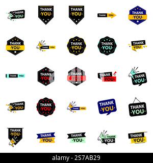 25 Eye Catching icone vettoriali per aver detto grazie Illustrazione Vettoriale