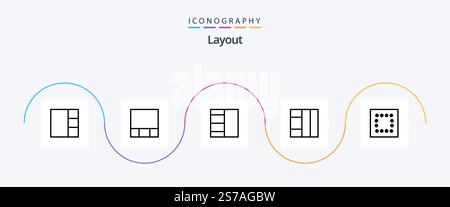 Pacchetto icone linea layout 5 incluso . Illustrazione Vettoriale