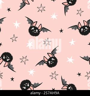 Simpatici pipistrelli senza cuciture. Illustrazione vettoriale di Halloween per bambini Illustrazione Vettoriale