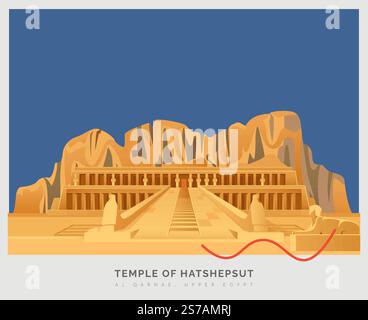 Temple of Hatshepsut - Egitto - Stock Illustration as EPS 10 file Illustrazione Vettoriale