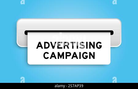Banner coupon bianco con campagna pubblicitaria in Word da macchina su sfondo blu Illustrazione Vettoriale