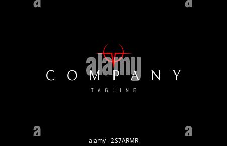 Logo rosso vettoriale con un'immagine astratta delle ali dell'aeroplano a forma di lettera T.. Illustrazione Vettoriale