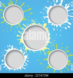 Cerchi astratti con macchie di vernice. EPS 10 Illustrazione Vettoriale