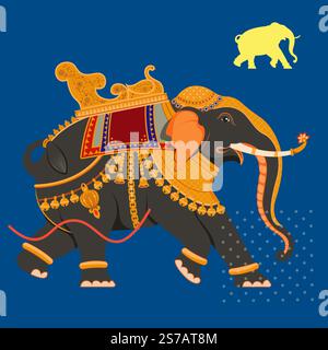 Mysore illustrazione elefante tradizionale - come file EPS 10 Illustrazione Vettoriale