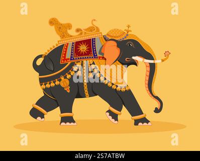Mysore illustrazione elefante tradizionale - come file EPS 10 Illustrazione Vettoriale
