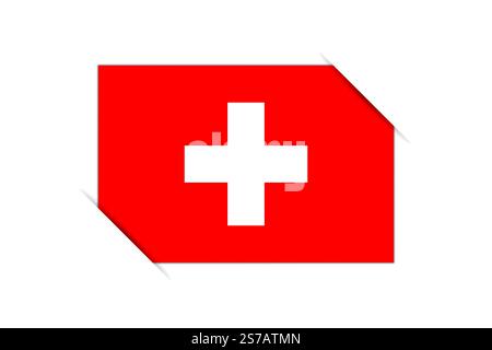 Bandiera della Svizzera - bandiera colorata rettangolare che rappresenta un'identità culturale e un patrimonio nazionale. L'essenza dell'orgoglio nazionale e dell'unità. Attaccata dagli angoli di un album di carta Illustrazione Vettoriale