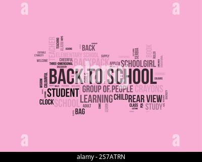 Modello di cloud Word Back to School. Sfondo tagcloud vettoriale Back to School Concept. Illustrazione Vettoriale