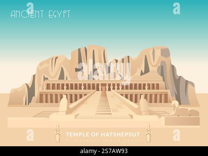 Temple of Hatshepsut - Egitto - Stock Illustration as EPS 10 file Illustrazione Vettoriale