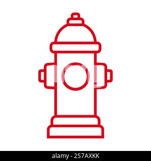 Idrante fuoco semplice icona a forma di linea rossa. Segnale di accesso all'acqua di emergenza per i vigili del fuoco. Illustrazione Vettoriale