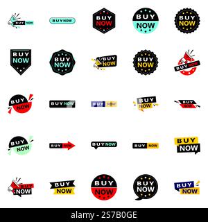 Acquista ora 25 nuovi elementi tipografici per una moderna promozione d'acquisto Illustrazione Vettoriale