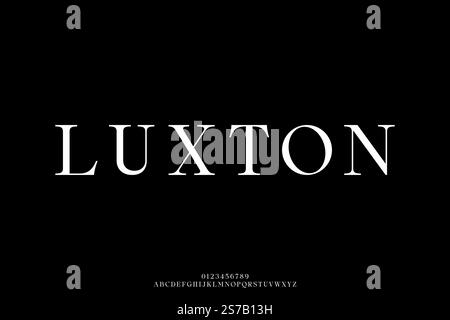 Elegante illustrazione vettoriale dei caratteri con caratteri dell'alfabeto del marchio del serif di lusso Illustrazione Vettoriale