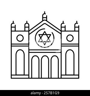 Icona a colori della sinagoga. Religione ebraica. Firma per pagina Web, app mobile, pulsante, logo. Pulsante isolato vettore. Traccia modificabile. Illustrazione Vettoriale
