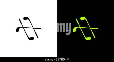 Logo golf design iniziale lettera H unica e professionale Illustrazione Vettoriale