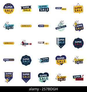 25 banner professionali Super sale per siti aziendali e aziendali Illustrazione Vettoriale