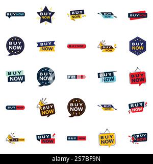 Acquista ora 25 nuovi disegni tipografici per una campagna di acquisto aggiornata Illustrazione Vettoriale