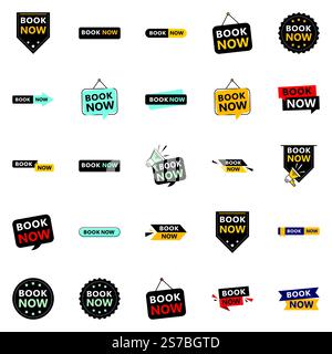 25 attraente Book Now Banners in una gamma di stili Illustrazione Vettoriale