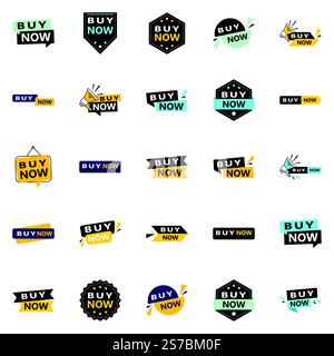 Acquista ora 25 nuovi elementi tipografici per una moderna promozione di vendita Illustrazione Vettoriale