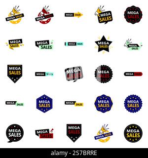 25 splendidi disegni vettoriali nel pacchetto Mega sale, perfetto per i designer grafici Illustrazione Vettoriale