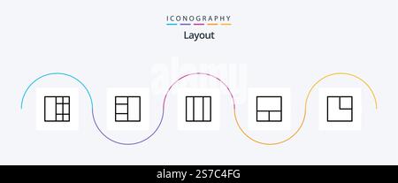 Pacchetto icone linea layout 5 incluso . Illustrazione Vettoriale
