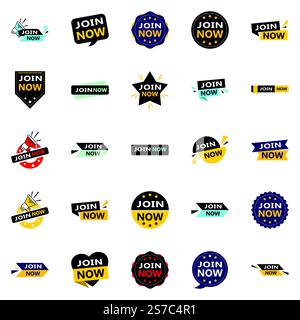 Iscriviti ora 25 nuovi disegni tipografici per una campagna di reclutamento aggiornata Illustrazione Vettoriale