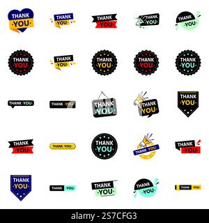25 Eye Catching icone vettoriali per aver detto grazie Illustrazione Vettoriale