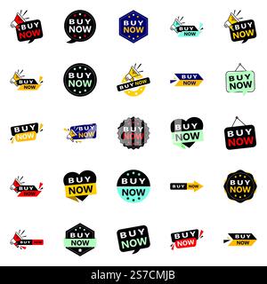 Acquista ora 25 nuovi disegni tipografici per una campagna di acquisto aggiornata Illustrazione Vettoriale