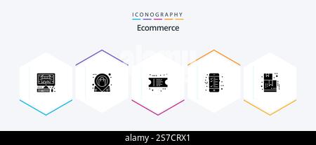 Pacchetto icone di eCommerce 25 Glyph che include . e-commerce. e-commerce. casella. calcolo Illustrazione Vettoriale