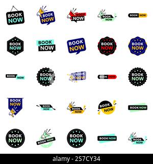 Promuovi i tuoi prodotti o servizi con stile con il nostro pacchetto di 25 banner Prenota ora Illustrazione Vettoriale