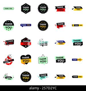 25 nuove icone vettoriali per esprimere la vostra gratitudine in modo vivace Illustrazione Vettoriale