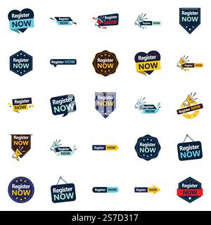 Registrati ora 25 Banner tipografici di alta qualità Illustrazione Vettoriale