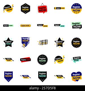 Registrati ora 25 disegni tipografici di alta qualità Illustrazione Vettoriale